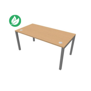 Bureau droit Burocolor avec obturateurs - L.160 x P.80 cm - Plateau Hêtre - Pieds Aluminium Bureau droit Burocolor avec obturateurs - L.160 x P.80 cm - Plateau Hêtre - Pieds Aluminium
