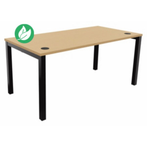 Bureau droit Burocolor avec obturateurs - L.160 x P.80 cm - Plateau Hêtre - Pieds Noir Bureau droit Burocolor avec obturateurs - L.160 x P.80 cm - Plateau Hêtre - Pieds Noir
