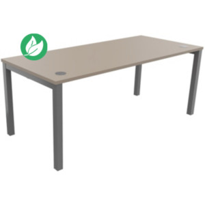 Bureau droit Burocolor avec obturateurs - L.180 x P.80 cm - Plateau Argile - Pieds Aluminium Bureau droit Burocolor avec obturateurs - L.180 x P.80 cm - Plateau Argile - Pieds Aluminium