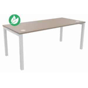Bureau droit Burocolor avec obturateurs - L.180 x P.80 cm - Plateau Argile - Pieds Blanc Bureau droit Burocolor avec obturateurs - L.180 x P.80 cm - Plateau Argile - Pieds Blanc