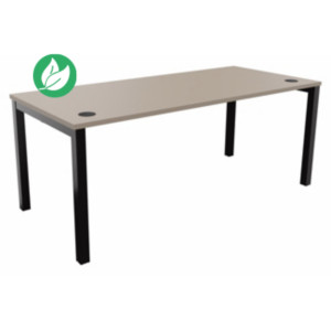 Bureau droit Burocolor avec obturateurs - L.180 x P.80 cm - Plateau Argile - Pieds Noir Bureau droit Burocolor avec obturateurs - L.180 x P.80 cm - Plateau Argile - Pieds Noir