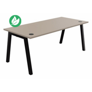 Bureau droit Burocolor A avec obturateurs - L.180 x P.80 cm - Plateau Argile - Pieds Noir Bureau droit Burocolor A avec obturateurs - L.180 x P.80 cm - Plateau Argile - Pieds Noir