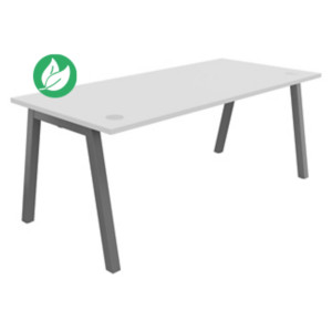 Bureau droit Burocolor A avec obturateurs - L.180 x P.80 cm - Plateau Blanc - Pieds Aluminium Bureau droit Burocolor A avec obturateurs - L.180 x P.80 cm - Plateau Blanc - Pieds Aluminium