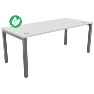 Bureau droit Burocolor avec obturateurs - L.180 x P.80 cm - Plateau Blanc - Pieds Aluminium Bureau droit Burocolor avec obturateurs - L.180 x P.80 cm - Plateau Blanc - Pieds Aluminium