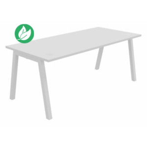 Bureau droit Burocolor A avec obturateurs - L.180 x P.80 cm - Plateau Blanc - Pieds Blanc Bureau droit Burocolor A avec obturateurs - L.180 x P.80 cm - Plateau Blanc - Pieds Blanc