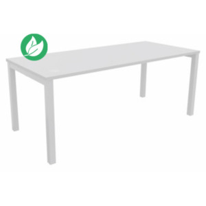Bureau droit Burocolor avec obturateurs - L.180 x P.80 cm - Plateau Blanc - Pieds Blanc Bureau droit Burocolor avec obturateurs - L.180 x P.80 cm - Plateau Blanc - Pieds Blanc