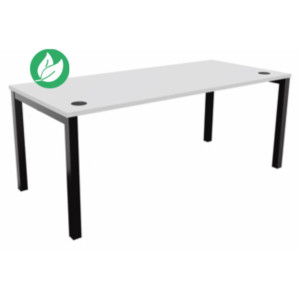Bureau droit Burocolor avec obturateurs - L.180 x P.80 cm - Plateau Blanc - Pieds Noir Bureau droit Burocolor avec obturateurs - L.180 x P.80 cm - Plateau Blanc - Pieds Noir