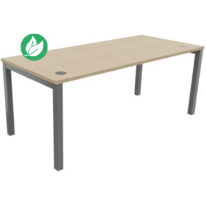 Bureau droit Burocolor avec obturateurs - L.180 x P.80 cm - Plateau Chêne - Pieds Aluminium Bureau droit Burocolor avec obturateurs - L.180 x P.80 cm - Plateau Chêne - Pieds Aluminium
