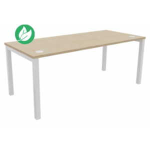 Bureau droit Burocolor avec obturateurs - L.180 x P.80 cm - Plateau Chêne - Pieds Blanc Bureau droit Burocolor avec obturateurs - L.180 x P.80 cm - Plateau Chêne - Pieds Blanc