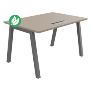 Bureau droit Burocolor A avec trappe d'accès - L.120 x P.80 cm - Plateau Argile - Pieds Aluminium Bureau droit Burocolor A avec trappe d'accès - L.120 x P.80 cm - Plateau Argile - Pieds Aluminium