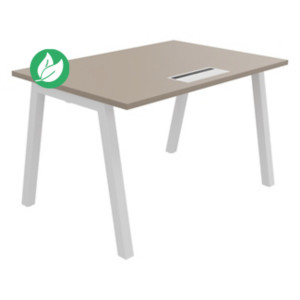 Bureau droit Burocolor A avec trappe d'accès - L.120 x P.80 cm - Plateau Argile - Pieds Blanc Bureau droit Burocolor A avec trappe d'accès - L.120 x P.80 cm - Plateau Argile - Pieds Blanc