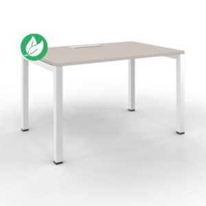 Bureau droit Burocolor avec trappe d'accès - L.120 x P.80 cm - Plateau Argile - Pieds Blanc Bureau droit Burocolor avec trappe d'accès - L.120 x P.80 cm - Plateau Argile - Pieds Blanc