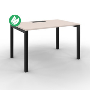 Bureau droit Burocolor avec trappe d'accès - L.120 x P.80 cm - Plateau Argile - Pieds Noir Bureau droit Burocolor avec trappe d'accès - L.120 x P.80 cm - Plateau Argile - Pieds Noir