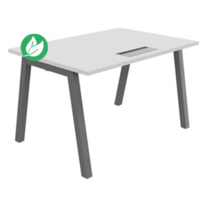 Bureau droit Burocolor A avec trappe d'accès - L.120 x P.80 cm - Plateau Blanc - Pieds Aluminium Bureau droit Burocolor A avec trappe d'accès - L.120 x P.80 cm - Plateau Blanc - Pieds Aluminium