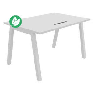 Bureau droit Burocolor A avec trappe d'accès - L.120 x P.80 cm - Plateau Blanc - Pieds Blanc Bureau droit Burocolor A avec trappe d'accès - L.120 x P.80 cm - Plateau Blanc - Pieds Blanc