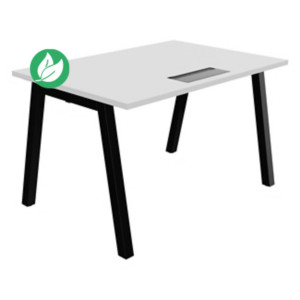 Bureau droit Burocolor A avec trappe d'accès - L.120 x P.80 cm - Plateau Blanc - Pieds Noir Bureau droit Burocolor A avec trappe d'accès - L.120 x P.80 cm - Plateau Blanc - Pieds Noir