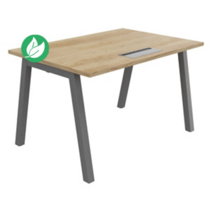 Bureau droit Burocolor A avec trappe d'accès - L.120 x P.80 cm - Plateau Chêne Nebraska - Pieds Aluminium Bureau droit Burocolor A avec trappe d'accès - L.120 x P.80 cm - Plateau Chêne Nebraska - Pieds Aluminium