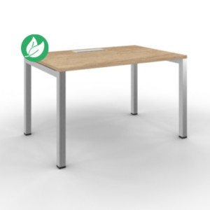 Bureau droit Burocolor avec trappe d'accès - L.120 x P.80 cm - Plateau Chêne Nebraska - Pieds Aluminium Bureau droit Burocolor avec trappe d'accès - L.120 x P.80 cm - Plateau Chêne Nebraska - Pieds Aluminium
