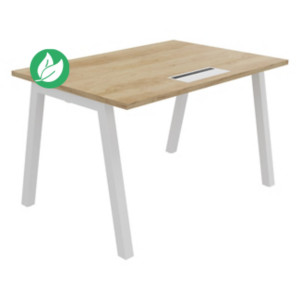 Bureau droit Burocolor A avec trappe d'accès - L.120 x P.80 cm - Plateau Chêne Nebraska - Pieds Blanc Bureau droit Burocolor A avec trappe d'accès - L.120 x P.80 cm - Plateau Chêne Nebraska - Pieds Blanc