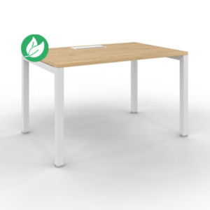 Bureau droit Burocolor avec trappe d'accès - L.120 x P.80 cm - Plateau Chêne Nebraska - Pieds Blanc Bureau droit Burocolor avec trappe d'accès - L.120 x P.80 cm - Plateau Chêne Nebraska - Pieds Blanc