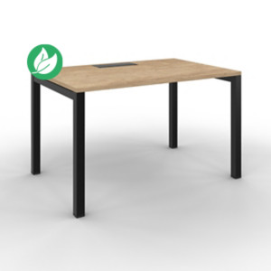 Bureau droit Burocolor avec trappe d'accès - L.120 x P.80 cm - Plateau Chêne Nebraska - Pieds Noir Bureau droit Burocolor avec trappe d'accès - L.120 x P.80 cm - Plateau Chêne Nebraska - Pieds Noir