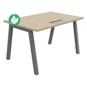 Bureau droit Burocolor A avec trappe d'accès - L.120 x P.80 cm - Plateau Chêne - Pieds Aluminium Bureau droit Burocolor A avec trappe d'accès - L.120 x P.80 cm - Plateau Chêne - Pieds Aluminium