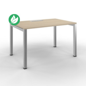 Bureau droit Burocolor avec trappe d'accès - L.120 x P.80 cm - Plateau Chêne - Pieds Aluminium Bureau droit Burocolor avec trappe d'accès - L.120 x P.80 cm - Plateau Chêne - Pieds Aluminium