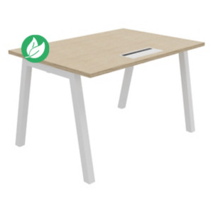 Bureau droit Burocolor A avec trappe d'accès - L.120 x P.80 cm - Plateau Chêne - Pieds Blanc Bureau droit Burocolor A avec trappe d'accès - L.120 x P.80 cm - Plateau Chêne - Pieds Blanc