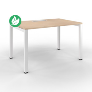 Bureau droit Burocolor avec trappe d'accès - L.120 x P.80 cm - Plateau Chêne - Pieds Blanc Bureau droit Burocolor avec trappe d'accès - L.120 x P.80 cm - Plateau Chêne - Pieds Blanc