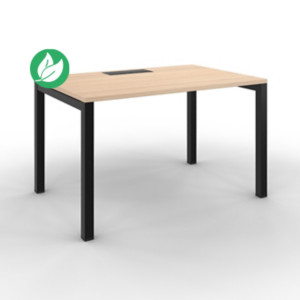 Bureau droit Burocolor avec trappe d'accès - L.120 x P.80 cm - Plateau Chêne - Pieds Noir Bureau droit Burocolor avec trappe d'accès - L.120 x P.80 cm - Plateau Chêne - Pieds Noir