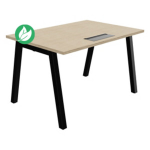 Bureau droit Burocolor A avec trappe d'accès - L.120 x P.80 cm - Plateau Chêne - Pieds Noir Bureau droit Burocolor A avec trappe d'accès - L.120 x P.80 cm - Plateau Chêne - Pieds Noir