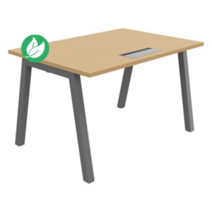 Bureau droit Burocolor A avec trappe d'accès - L.120 x P.80 cm - Plateau Hêtre - Pieds Aluminium Bureau droit Burocolor A avec trappe d'accès - L.120 x P.80 cm - Plateau Hêtre - Pieds Aluminium