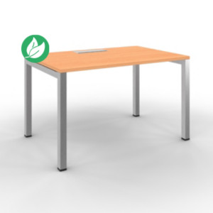 Bureau droit Burocolor avec trappe d'accès - L.120 x P.80 cm - Plateau Hêtre - Pieds Aluminium Bureau droit Burocolor avec trappe d'accès - L.120 x P.80 cm - Plateau Hêtre - Pieds Aluminium