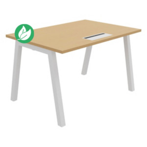 Bureau droit Burocolor A avec trappe d'accès - L.120 x P.80 cm - Plateau Hêtre - Pieds Blanc Bureau droit Burocolor A avec trappe d'accès - L.120 x P.80 cm - Plateau Hêtre - Pieds Blanc