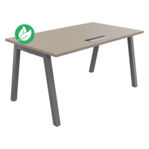 Bureau droit Burocolor A avec trappe d'accès - L.140 x P.80 cm - Plateau Argile - Pieds Aluminium Bureau droit Burocolor A avec trappe d'accès - L.140 x P.80 cm - Plateau Argile - Pieds Aluminium