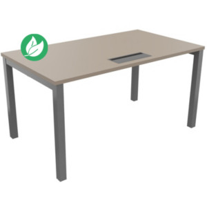 Bureau droit Burocolor avec trappe d'accès - L.140 x P.80 cm - Plateau Argile - Pieds Aluminium Bureau droit Burocolor avec trappe d'accès - L.140 x P.80 cm - Plateau Argile - Pieds Aluminium