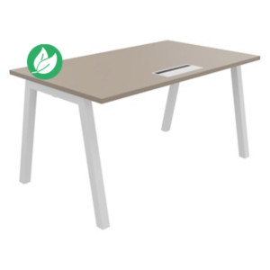 Bureau droit Burocolor A avec trappe d'accès - L.140 x P.80 cm - Plateau Argile - Pieds Blanc Bureau droit Burocolor A avec trappe d'accès - L.140 x P.80 cm - Plateau Argile - Pieds Blanc