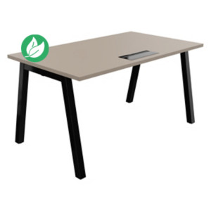 Bureau droit Burocolor A avec trappe d'accès - L.140 x P.80 cm - Plateau Argile - Pieds Noir Bureau droit Burocolor A avec trappe d'accès - L.140 x P.80 cm - Plateau Argile - Pieds Noir