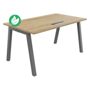 Bureau droit Burocolor A avec trappe d'accès - L.140 x P.80 cm - Plateau Chêne Nebraska - Pieds  Aluminium Bureau droit Burocolor A avec trappe d'accès - L.140 x P.80 cm - Plateau Chêne Nebraska - Pieds  Aluminium