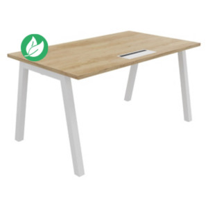 Bureau droit Burocolor A avec trappe d'accès - L.140 x P.80 cm - Plateau Chêne Nebraska - Pieds Blanc Bureau droit Burocolor A avec trappe d'accès - L.140 x P.80 cm - Plateau Chêne Nebraska - Pieds Blanc