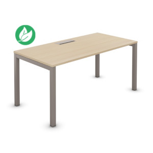 Bureau droit Burocolor avec trappe d'accès - L.140 x P.80 cm - Plateau Chêne - Pieds Aluminium Bureau droit Burocolor avec trappe d'accès - L.140 x P.80 cm - Plateau Chêne - Pieds Aluminium