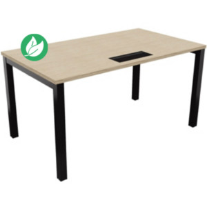 Bureau droit Burocolor avec trappe d'accès - L.140 x P.80 cm - Plateau Chêne - Pieds Noir Bureau droit Burocolor avec trappe d'accès - L.140 x P.80 cm - Plateau Chêne - Pieds Noir