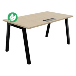 Bureau droit Burocolor A avec trappe d'accès - L.140 x P.80 cm - Plateau Chêne - Pieds Noir Bureau droit Burocolor A avec trappe d'accès - L.140 x P.80 cm - Plateau Chêne - Pieds Noir
