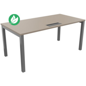 Bureau droit Burocolor avec trappe d'accès - L.160 x P.80 cm - Plateau Argile - Pieds Aluminium Bureau droit Burocolor avec trappe d'accès - L.160 x P.80 cm - Plateau Argile - Pieds Aluminium