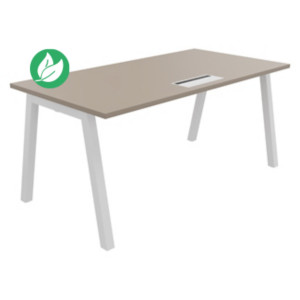 Bureau droit Burocolor A avec trappe d'accès - L.160 x P.80 cm - Plateau Argile - Pieds Blanc Bureau droit Burocolor A avec trappe d'accès - L.160 x P.80 cm - Plateau Argile - Pieds Blanc