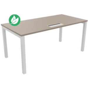 Bureau droit Burocolor avec trappe d'accès - L.160 x P.80 cm - Plateau Argile - Pieds Blanc Bureau droit Burocolor avec trappe d'accès - L.160 x P.80 cm - Plateau Argile - Pieds Blanc