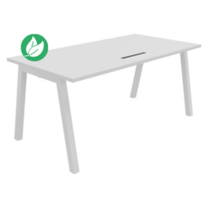 Bureau droit Burocolor A avec trappe d'accès - L.160 x P.80 cm - Plateau Blanc - Pieds Blanc Bureau droit Burocolor A avec trappe d'accès - L.160 x P.80 cm - Plateau Blanc - Pieds Blanc