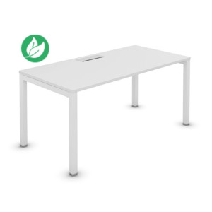 Bureau droit Burocolor avec trappe d'accès - L.160 x P.80 cm - Plateau Blanc - Pieds Blanc Bureau droit Burocolor avec trappe d'accès - L.160 x P.80 cm - Plateau Blanc - Pieds Blanc