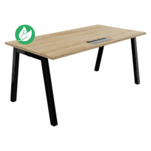 Bureau droit Burocolor A avec trappe d'accès - L.160 x P.80 cm - Plateau Chêne Nebraska - Pieds Noir Bureau droit Burocolor A avec trappe d'accès - L.160 x P.80 cm - Plateau Chêne Nebraska - Pieds Noir