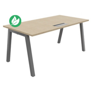 Bureau droit Burocolor A avec trappe d'accès - L.160 x P.80 cm - Plateau Chêne - Pieds Aluminium Bureau droit Burocolor A avec trappe d'accès - L.160 x P.80 cm - Plateau Chêne - Pieds Aluminium